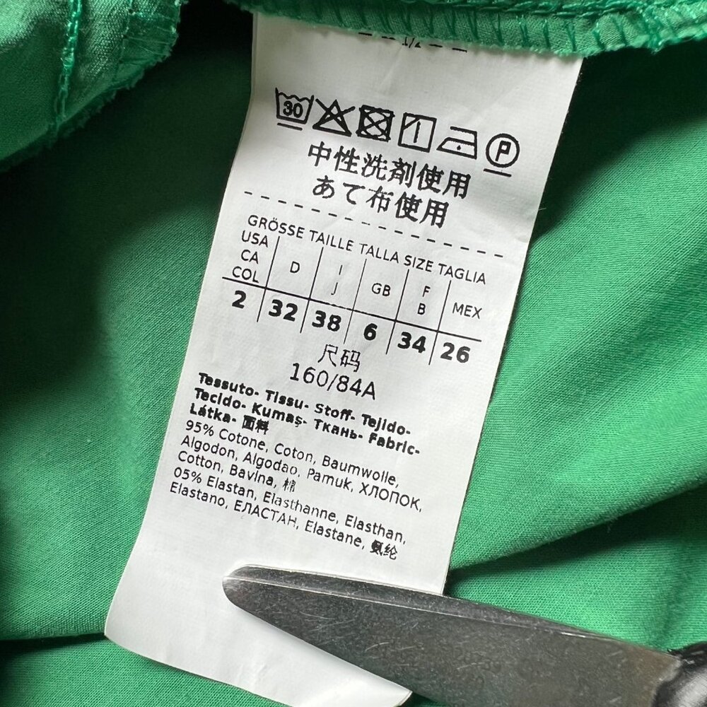 Marella Size 2 Emerald Green Bobbio Cotton Ruched Cap Sleeve A-Line Midi Dress - Picture 11 of 16